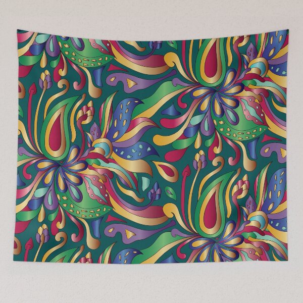 Item preview, Groovy Mushroom Paisley Florals- Jewel Tone Pattern designed and sold by winkeltriple.