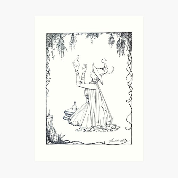 WENDOLYNE THE WYRD Pen and Ink Illustration Art Print