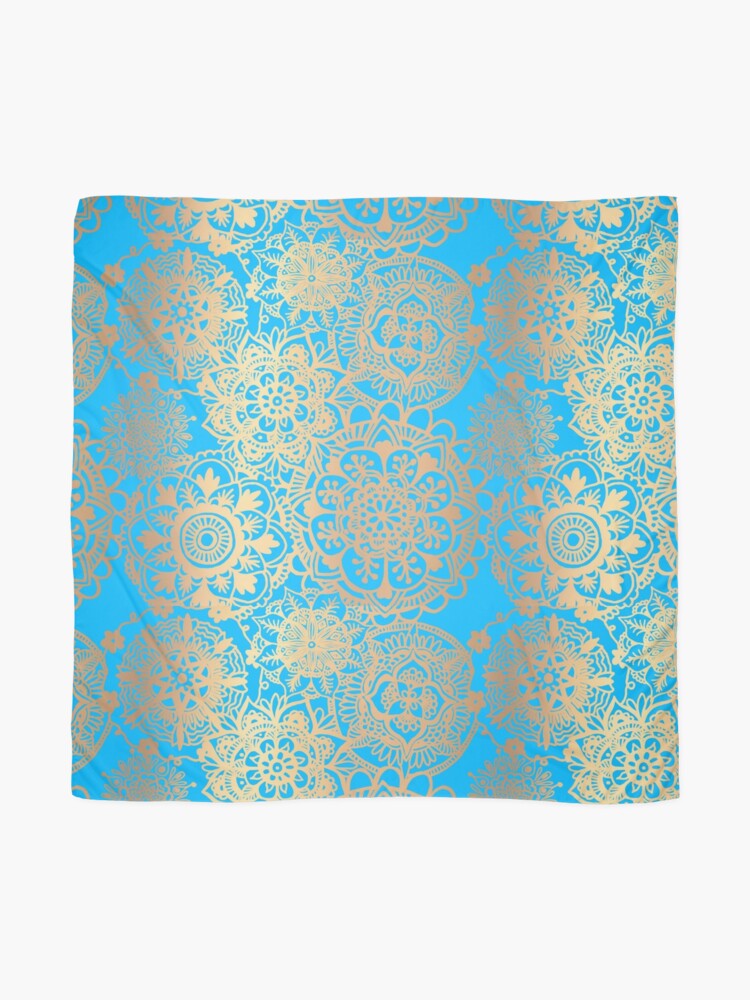 Alternate view of Light Blue and Gold Mandala Pattern Scarf
