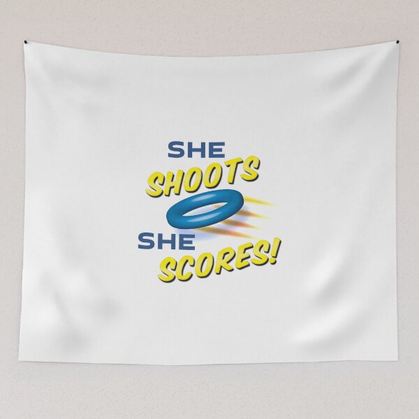 Item preview, 'She Shoots She Scores!' (White) designed and sold by The Button Gal.