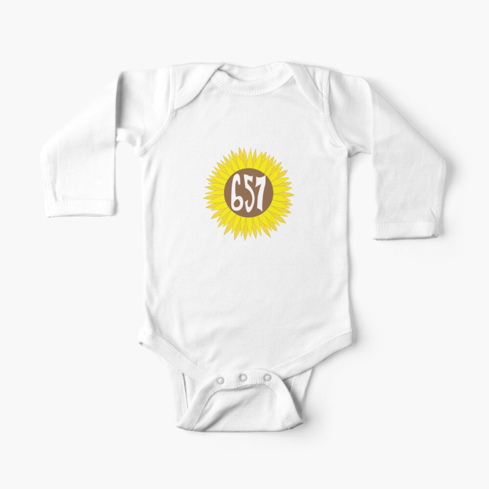 Hand Drawn California 657 Area Code Sunflower Baby One Piece By Itsrturn Redbubble