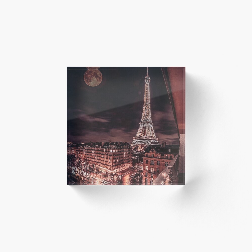 Paris Nights Rose Gold City Scene Aesthetic Window View Acrylic Block By Wildxinfinite Redbubble
