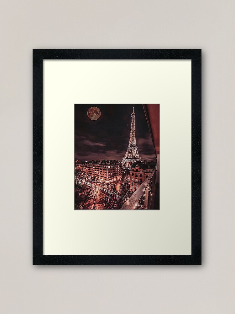 Paris Nights Rose Gold City Scene Aesthetic Window View Framed Art Print By Wildxinfinite Redbubble