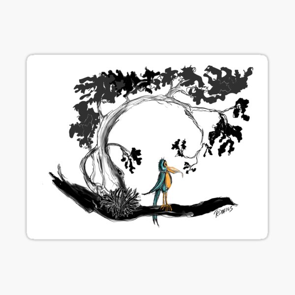 Bird in a tree ...look at me. Sticker