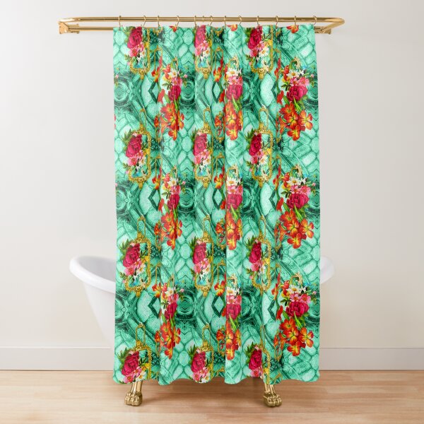 Item preview, Red Floral on Green Tile  by Mira Tasich designed and sold by Mira Tasich.