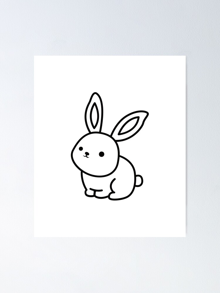 Bunny Rabbit Simple Black White Minimalist Statement Animal print