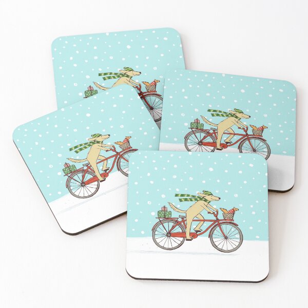 Item preview, Dog Riding Bicycle with Squirrel Winter Holiday designed and sold by Jenn Inashvili.