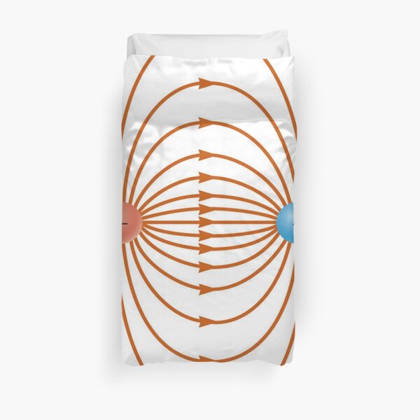 Lines of the electric field of two unlike charges Duvet Cover