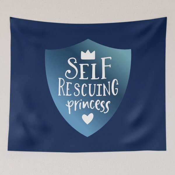 Item preview, Self Rescuing Princess Feminist Blue designed and sold by Kit Cronk.
