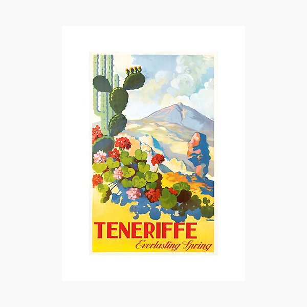 Item preview, 1945 Tenerife Everlasting Spring Spain Travel Poster designed and sold by retrographics.