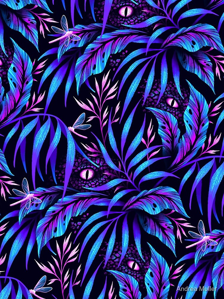 Jurassic Jungle - Blue Pink by andreaalice