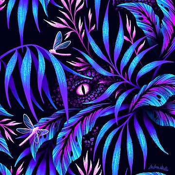 Artwork thumbnail, Jurassic Jungle - Blue Pink by andreaalice