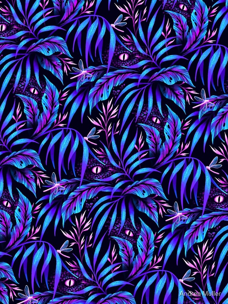 Jurassic Jungle - Blue Pink by andreaalice