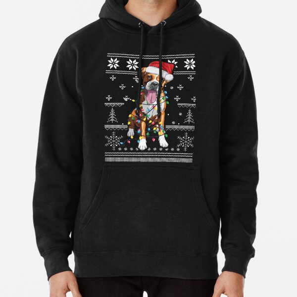 boxer dog christmas ugly swater Pullover Hoodie