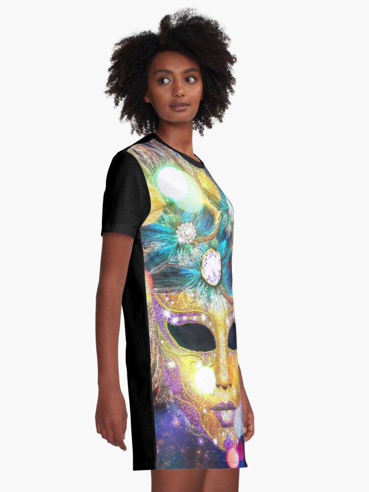 Alternate view of Golden Carnival Mask Graphic T-Shirt Dress