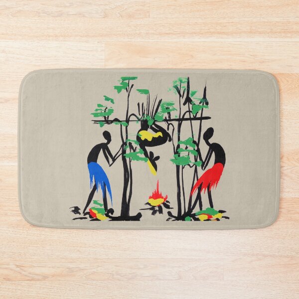 Item preview, Two colorful successful African hunters roasting bush meat. designed and sold by Squirrox.