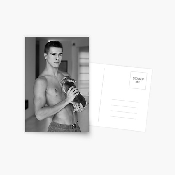 A Boy with a Rabbit Postcard