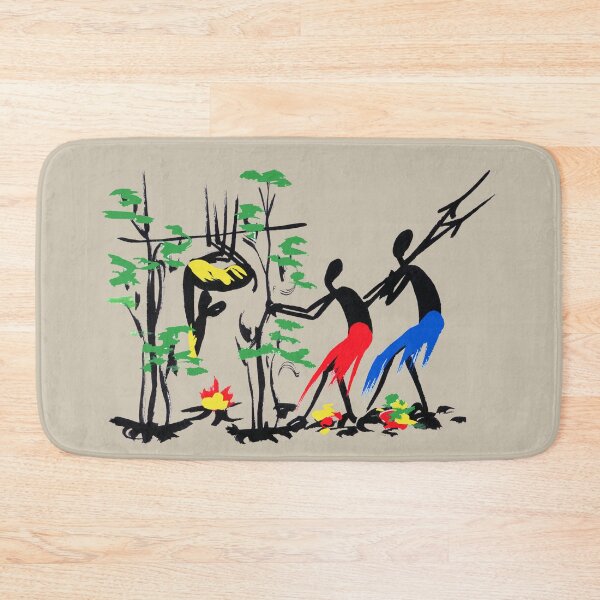 Item preview, Two colorful successful African hunters roasting bush meat. designed and sold by Squirrox.