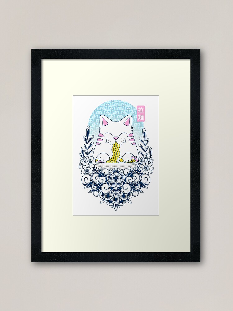 Thumbnail 2 of 7, Framed Art Print, Ramen Cat designed and sold by GODZILLARGE.