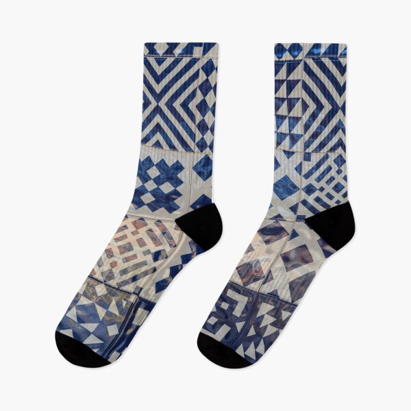 Item preview, Glossy Modern Azulejos - Shimmering Geometric Patterns in White and Blue designed and sold by Georgia Mizuleva.