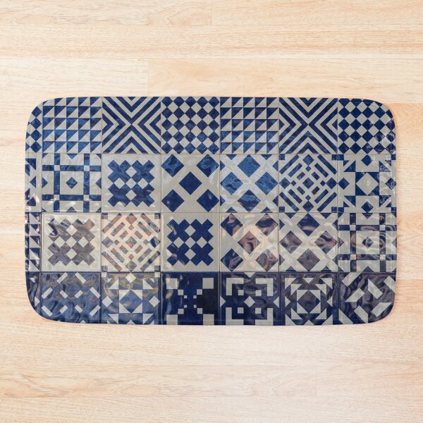 Item preview, Glossy Modern Azulejos - Shimmering Geometric Patterns in White and Blue designed and sold by Georgia Mizuleva.