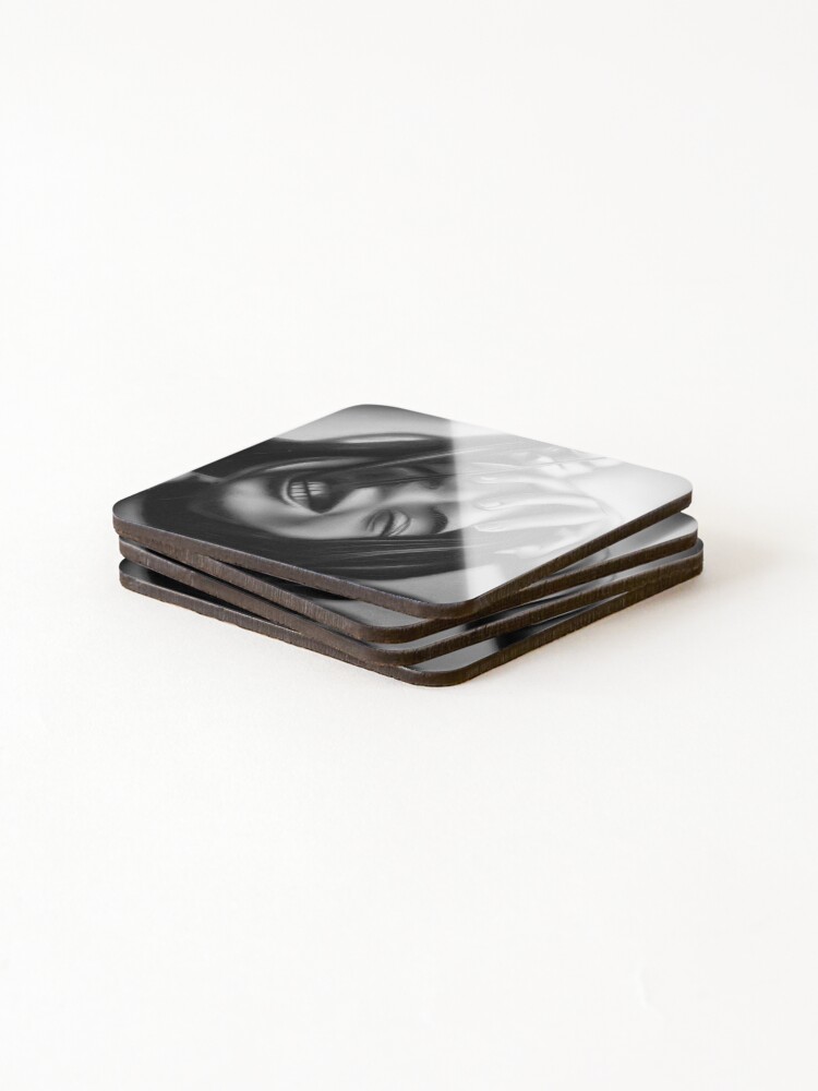 Alternate view of Death of a smile (Charcoal drawing) Coasters (Set of 4)