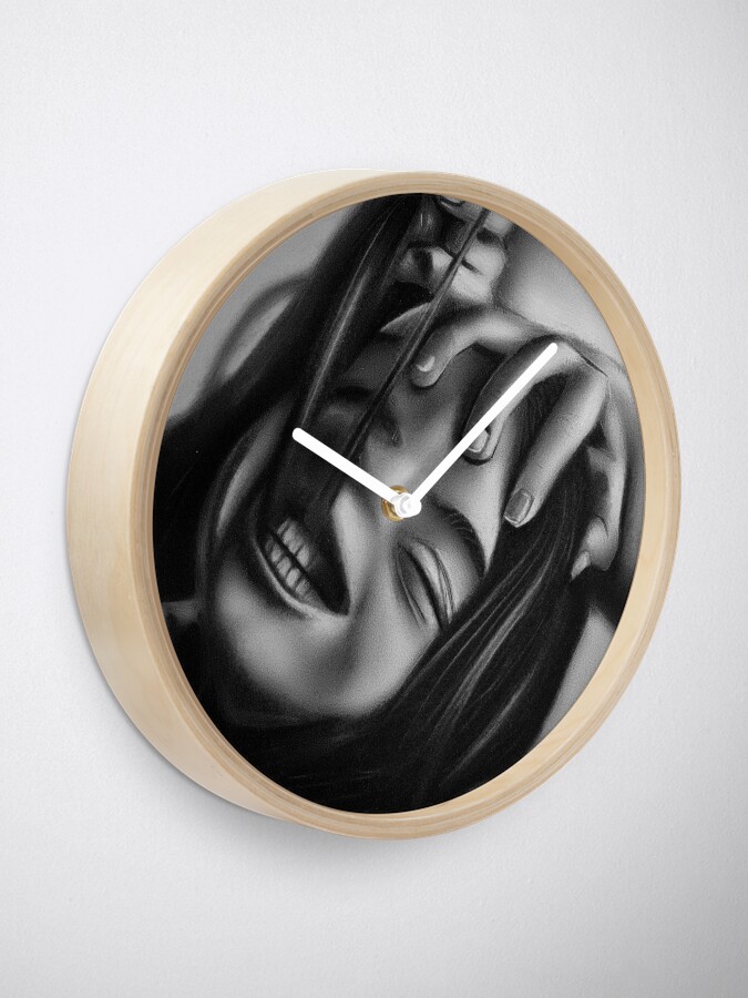 Alternate view of Death of a smile (Charcoal drawing) Clock