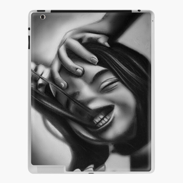 Death of a smile (Charcoal drawing) iPad Skin