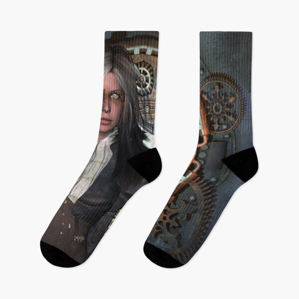 Item preview, Beautiful steampunk lady with clockwork on the background designed and sold by nicky2342.