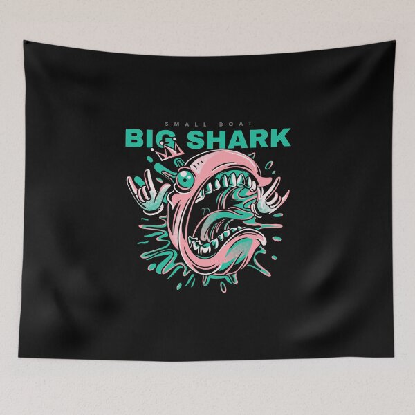 Item preview, Big Shark, small boat monster illustration. designed and sold by ShineEyePirate.