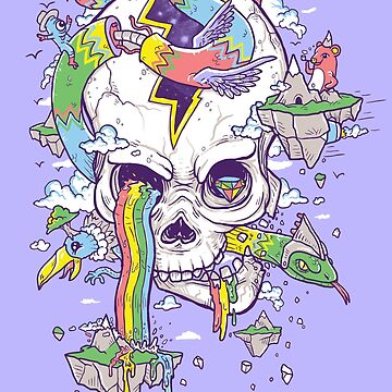 Artwork thumbnail, Flying Rainbow skull Island by jonah block