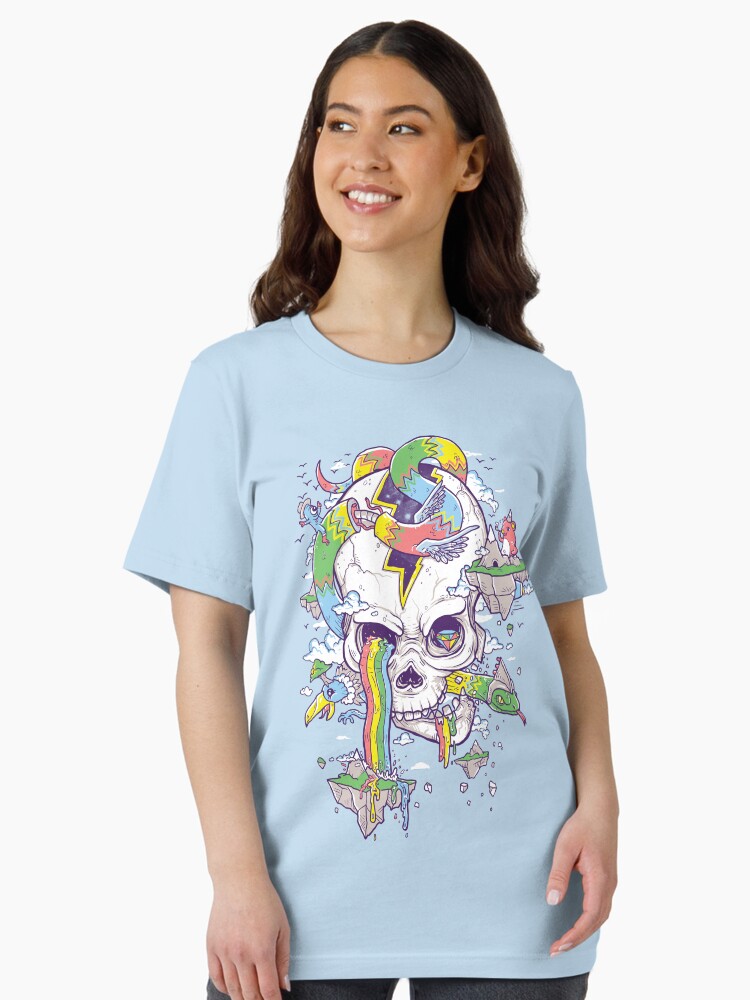 Thumbnail 2 of 7, Essential T-Shirt, Flying Rainbow skull Island designed and sold by biotwist.