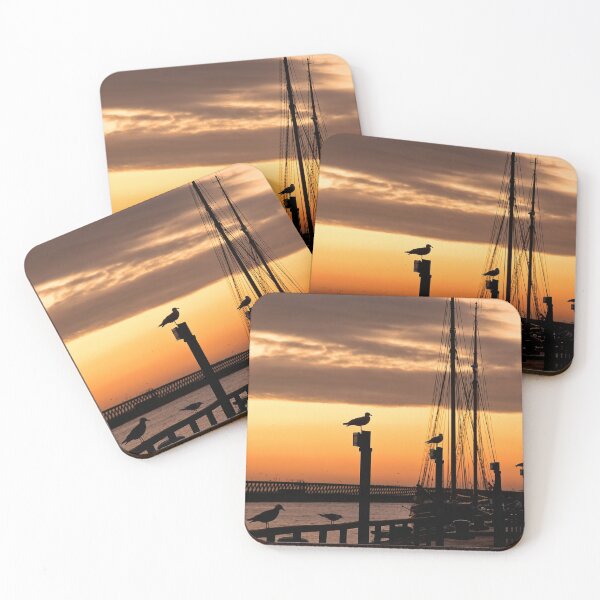 Item preview, Silhouetted seagulls at sunrise designed and sold by Violaman.