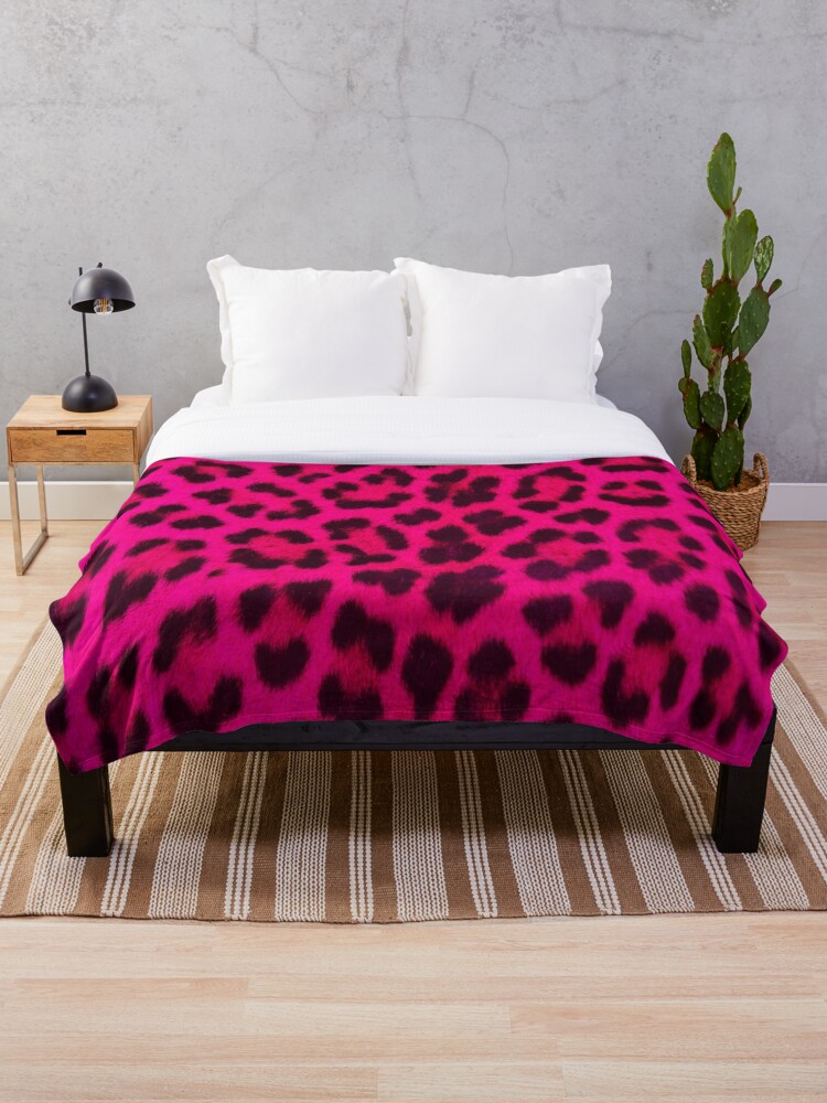 Leopard Print Pink Throw Blanket By Sandersapparel Redbubble