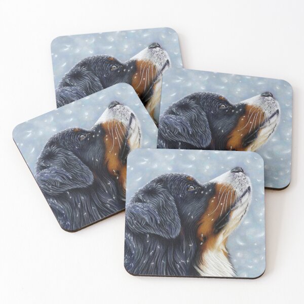 Item preview, Blissful Blue - Bernese Mountain Dog Catching Snowflakes designed and sold by Salty Dog Studio.