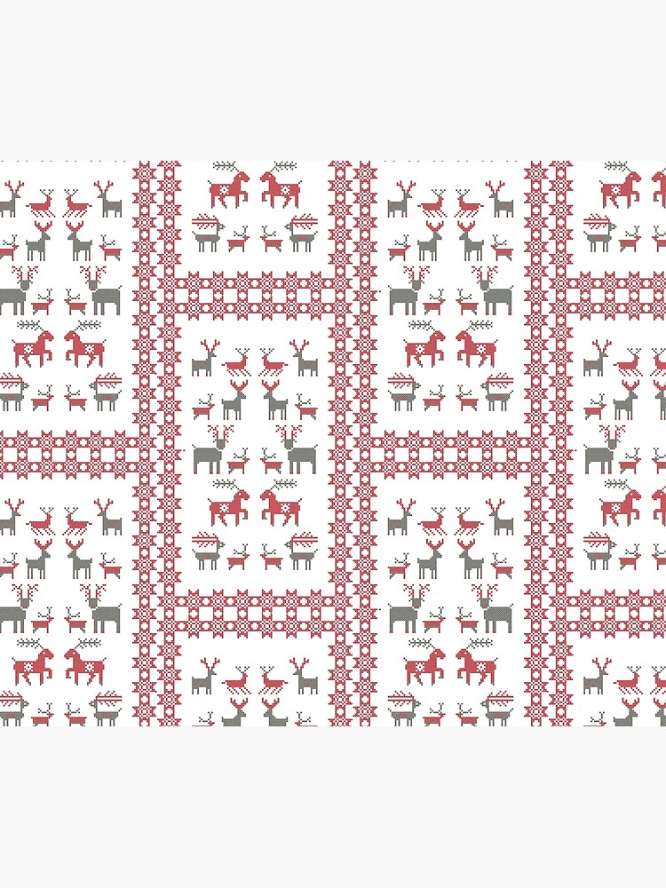 Nordic Cross Stitch Style Reindeer Pixel Art by evenstarhancock