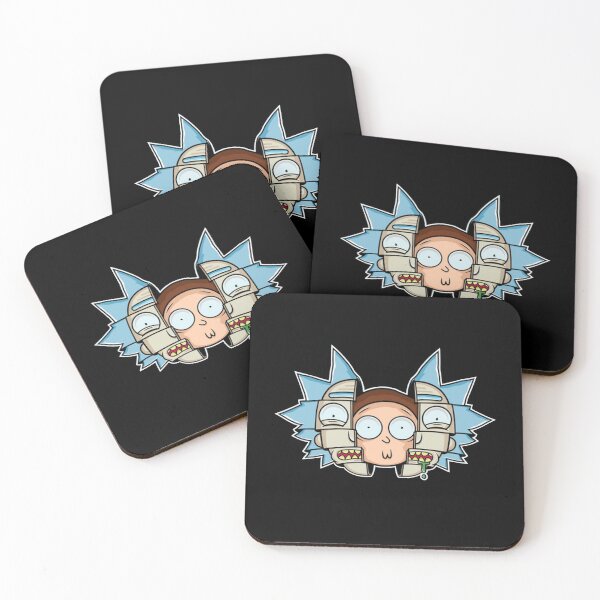 Morty's drawing that separates Rick's head in two Coasters (Set of 4)