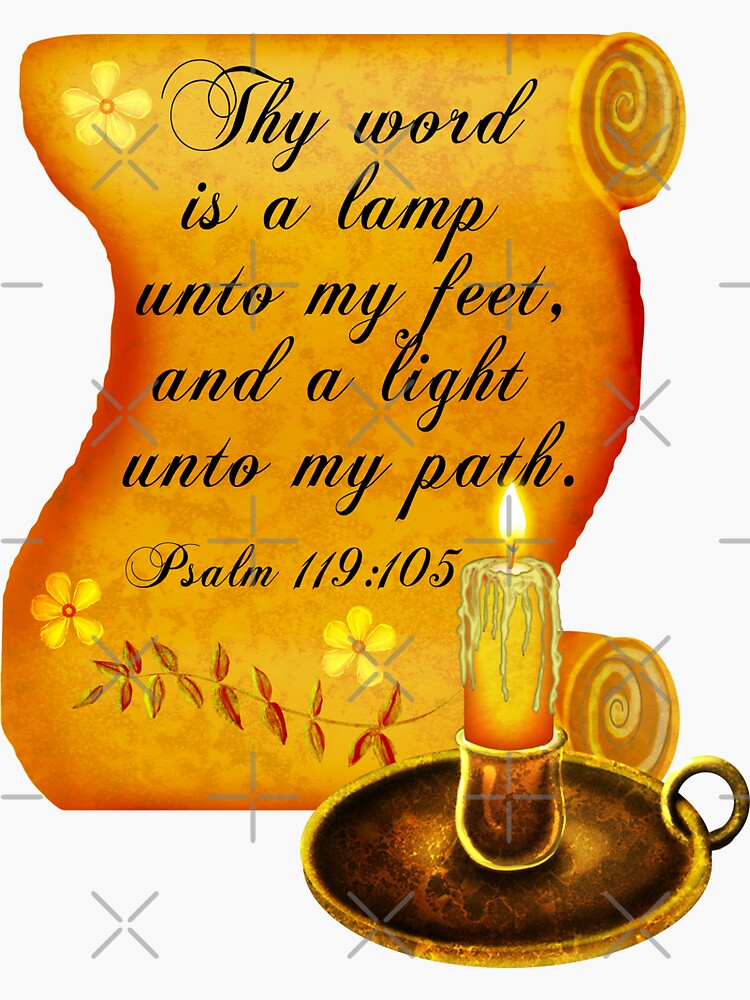"Psalm 119105 Bible Scripture Scroll and Candle" Sticker by