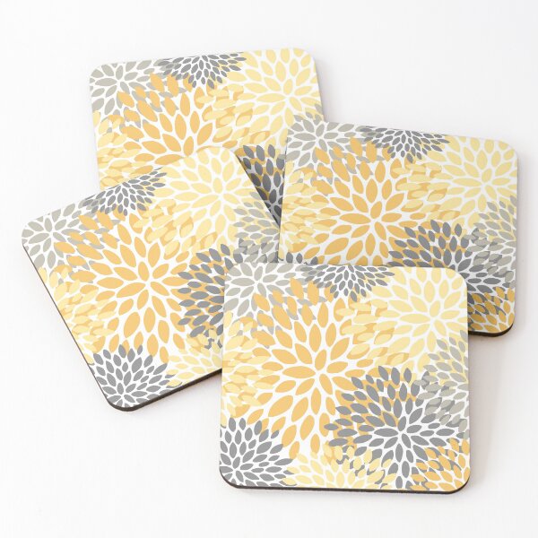 Item preview, Floral Pattern, Yellow, Charcoal, Gray, White designed and sold by meggydesigns.