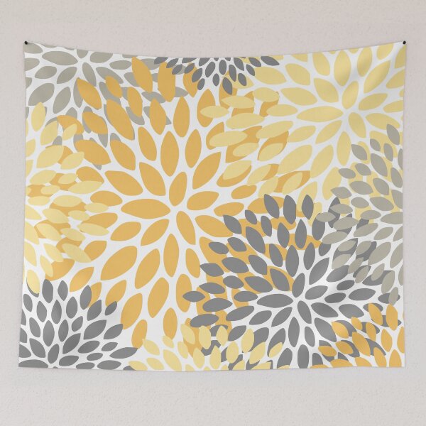Item preview, Floral Pattern, Yellow, Charcoal, Gray, White designed and sold by meggydesigns.