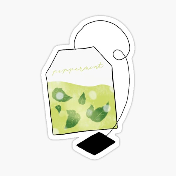 Vista previa del artículo con la obra «té de menta», diseñado y vendido por pierrotstickers.