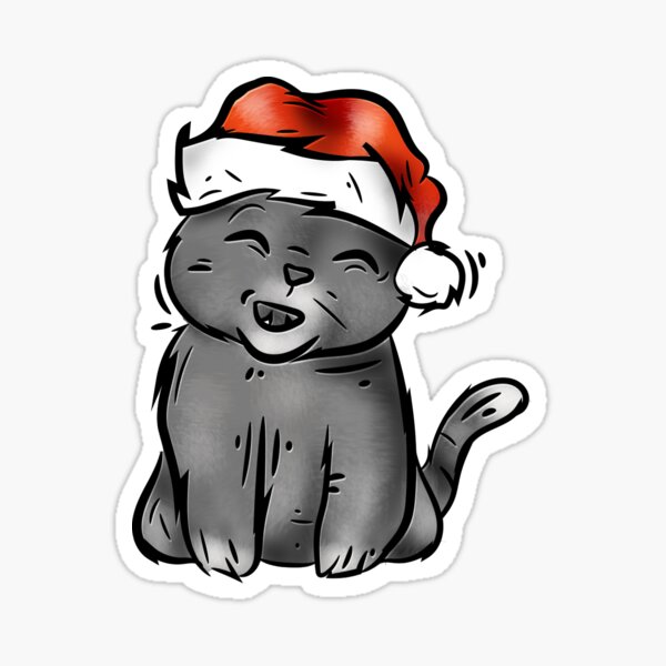 Black Christmas Cat Sticker
