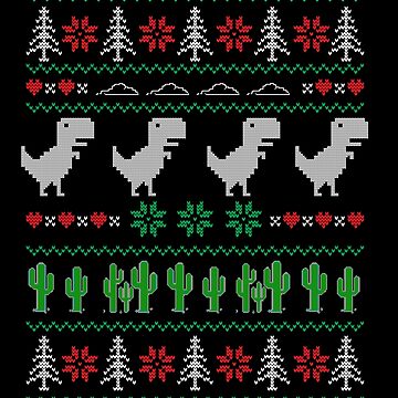 Vorschaubild zum Design Chrome Dino T Rex Ugly Christmas Sweater Game von bananashirts