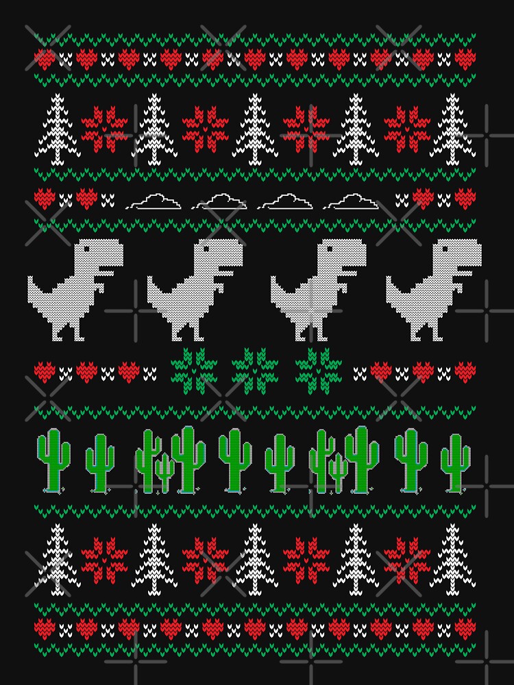 Thumbnail 7 von 7, Pullover, Chrome Dino T Rex Ugly Christmas Sweater Game designt und verkauft von bananashirts.