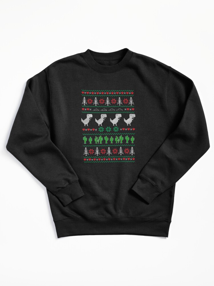 Thumbnail 2 von 7, Pullover, Chrome Dino T Rex Ugly Christmas Sweater Game designt und verkauft von bananashirts.