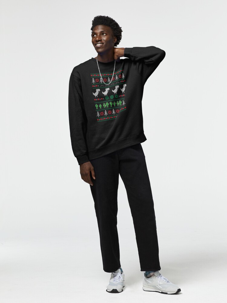 Thumbnail 3 von 7, Pullover, Chrome Dino T Rex Ugly Christmas Sweater Game designt und verkauft von bananashirts.