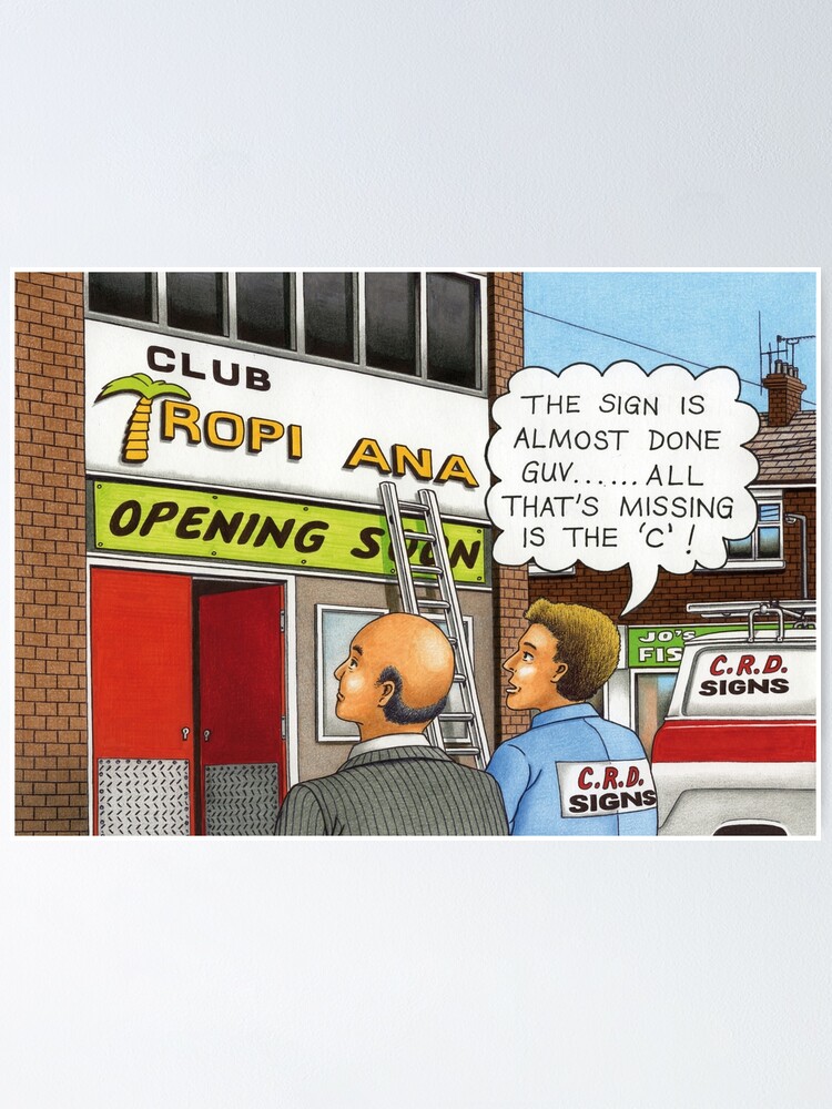 Tropicanainspired 1980s cartoon joke" Poster by Retroblast