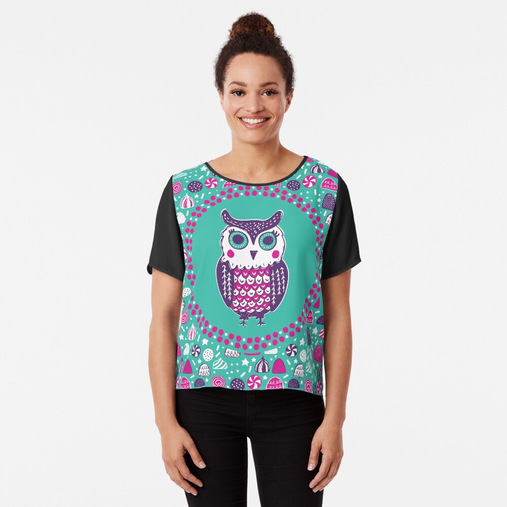 Sweet Owl Chiffon Top
