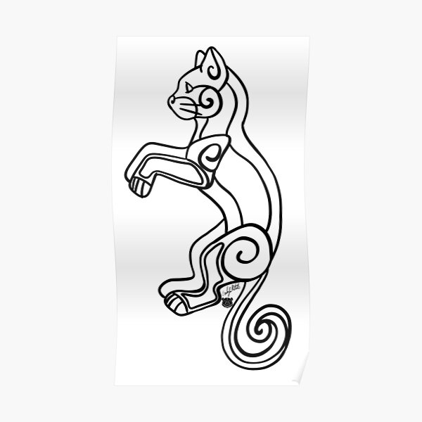 Celtic Moon Cat Stars Poster for Sale by depicg  Redbubble