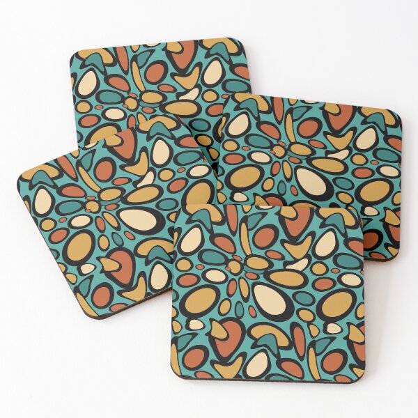 Item preview, Mid Century Modern Circle Blobs - Country Red, Country Blue, Teal designed and sold by Elsy's Art.